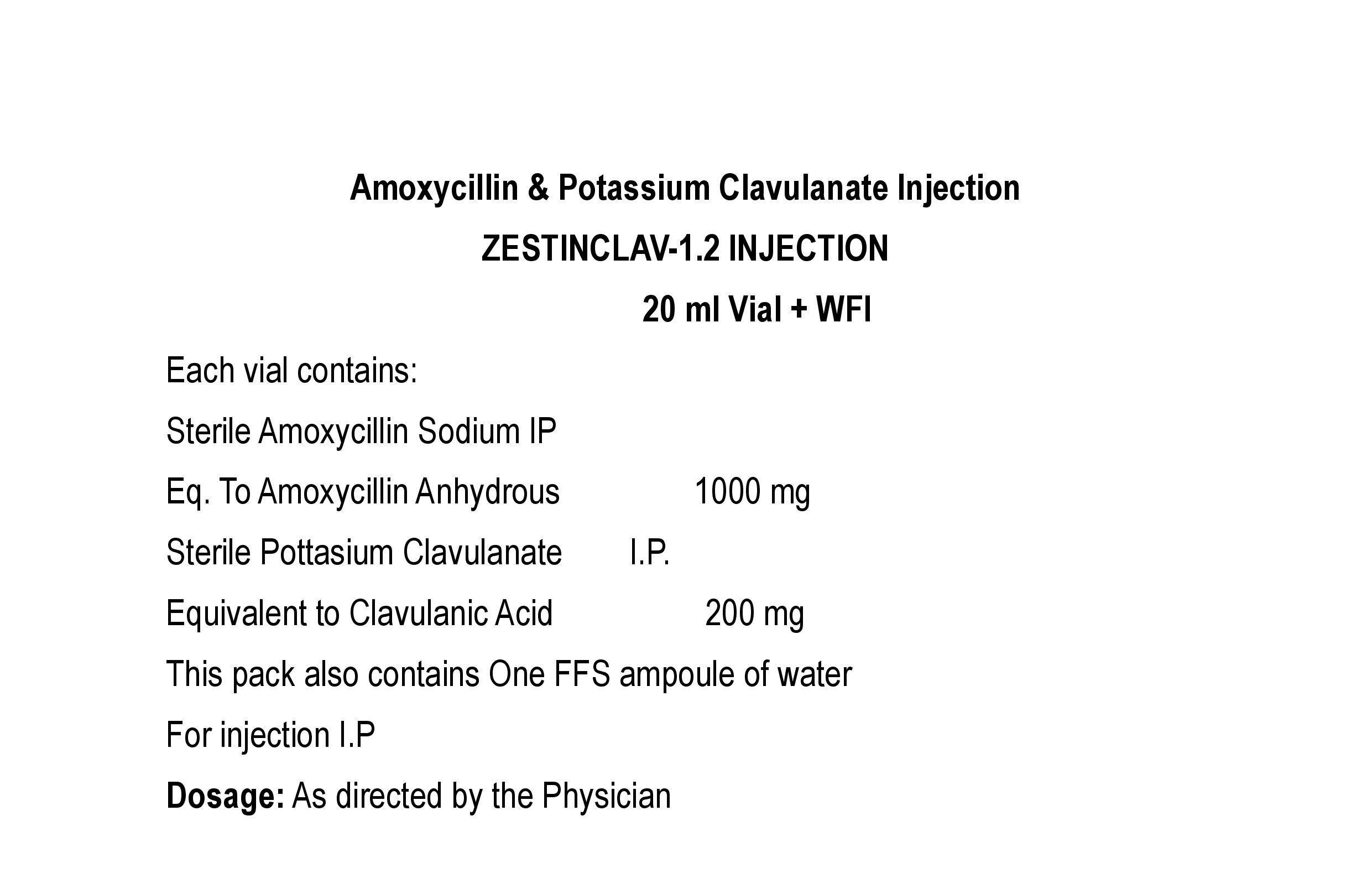ZESTINCLAV-1.2 INJECTION